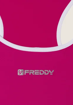 Freddy Reggiseno Sportivo con Supporto Medio e bordature a contrasto-Donna Padel|Pilates