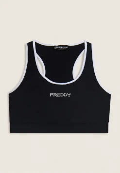 Freddy Reggiseno Sportivo con Supporto Medio e bordature a contrasto-Donna Padel|Pilates