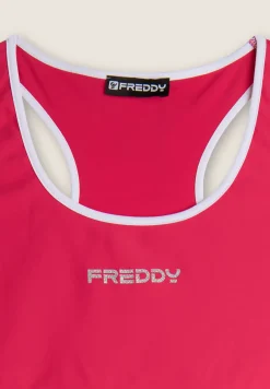Freddy Reggiseno Sportivo con Supporto Medio e bordature a contrasto-Donna Padel|Pilates