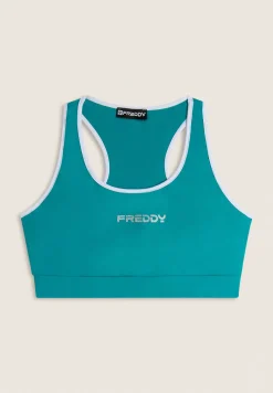 Freddy Reggiseno Sportivo con Supporto Medio e bordature a contrasto-Donna Padel|Pilates