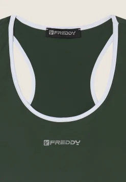Freddy Reggiseno Sportivo con Supporto Medio e bordature a contrasto-Donna Padel|Pilates
