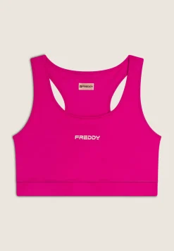Freddy Reggiseno sportivo in tessuto tecnico con logo bronzo-Donna Fitness|Top E Canotte