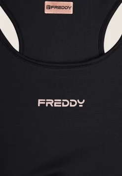 Freddy Reggiseno sportivo in tessuto tecnico con logo bronzo-Donna Fitness|Top E Canotte