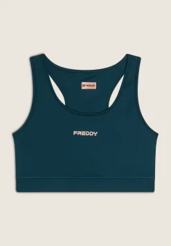 Freddy Reggiseno sportivo in tessuto tecnico con logo bronzo-Donna Fitness|Top E Canotte