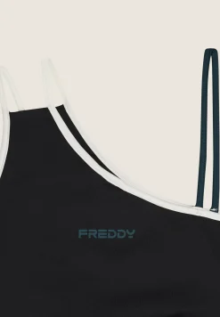 Freddy Reggiseno sportivo monospalla con dettagli contrasto-Donna Padel|Pilates