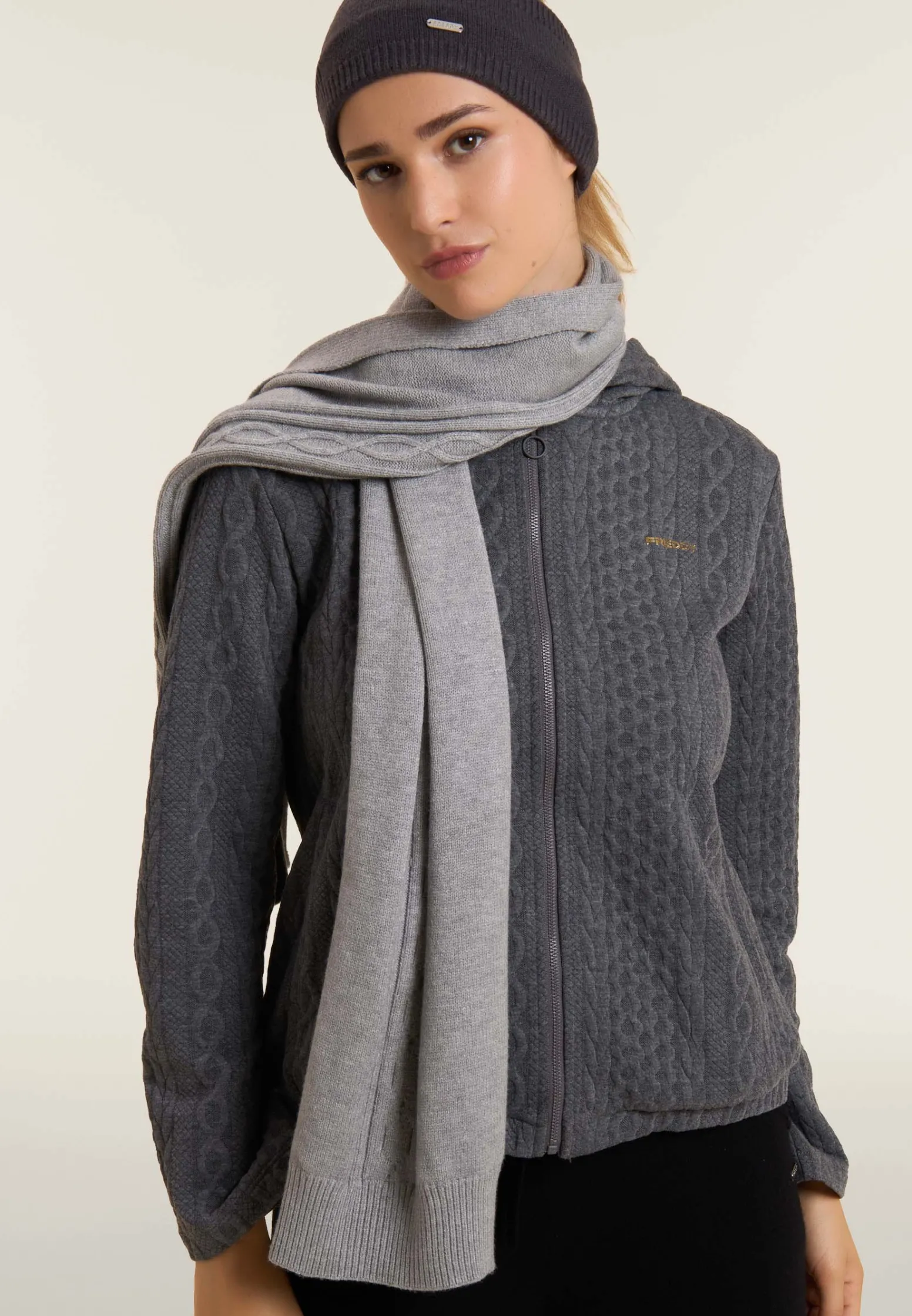 Freddy Sciarpa in maglia con treccia centrale decorativa-Donna Accessori Sportivi