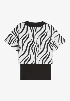 Freddy Set canotta+t-shirt cropped da donna con stampa zebrata-Donna Pilates|Fitness