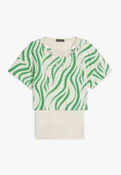Freddy Set canotta+t-shirt cropped da donna con stampa zebrata-Donna Pilates|Fitness