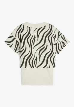 Freddy Set canotta+t-shirt cropped da donna con stampa zebrata-Donna Pilates|Fitness