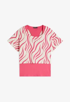 Freddy Set canotta+t-shirt cropped da donna con stampa zebrata-Donna Pilates|Fitness