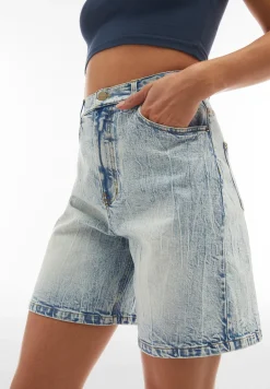 Freddy Shorts mom fit vita alta in denim con risvolto sul fondo-Donna Padel|Shorts