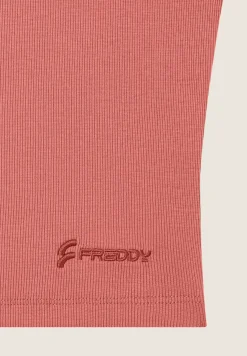 Freddy Top a costine stretch con scollo asimmetrico-Donna Top E Canotte