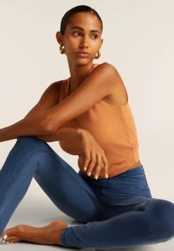 Freddy Top a costine stretch con scollo asimmetrico-Donna Top E Canotte