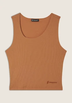 Freddy Top a costine stretch con scollo asimmetrico-Donna Top E Canotte