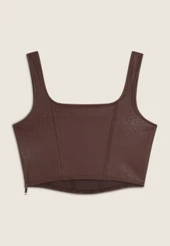 Freddy Top corto a bustier in similpelle stampa animalier lucida-Donna Top E Canotte