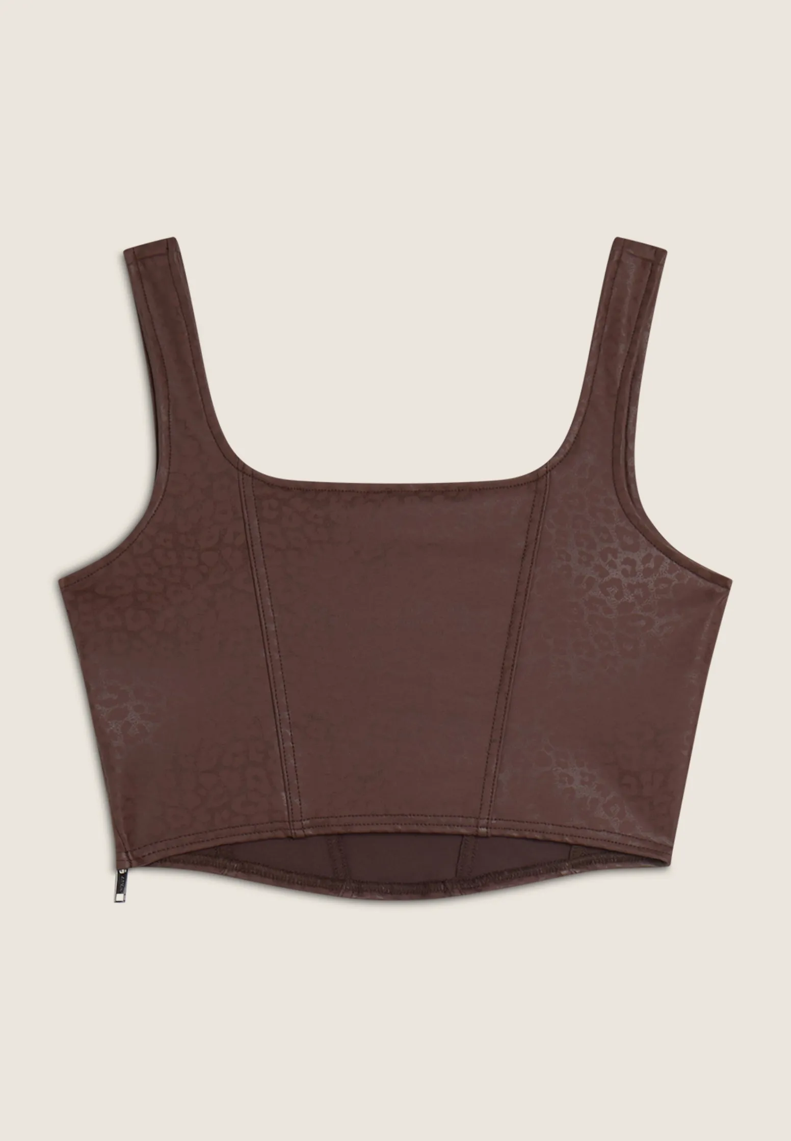 Freddy Top corto a bustier in similpelle stampa animalier lucida-Donna Top E Canotte