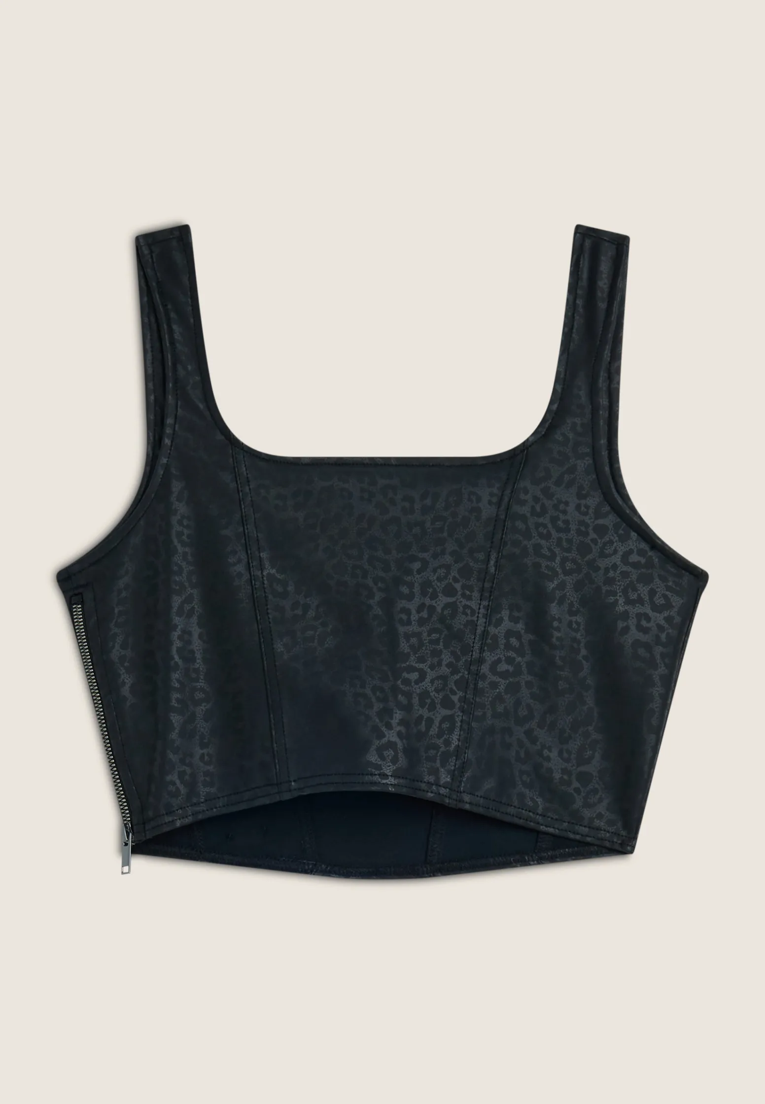Freddy Top corto a bustier in similpelle stampa animalier lucida-Donna Top E Canotte