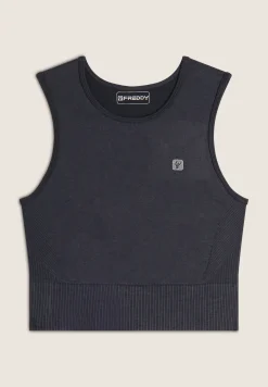 Freddy Top corto senza maniche in tessuto seamless ice wash-Donna Padel|Pilates