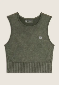 Freddy Top corto senza maniche in tessuto seamless ice wash-Donna Padel|Pilates