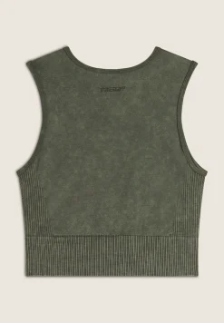 Freddy Top corto senza maniche in tessuto seamless ice wash-Donna Padel|Pilates
