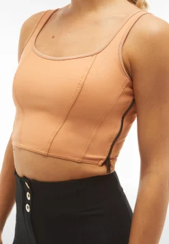 Freddy Top corto stile bustier in similpelle-Donna Top E Canotte