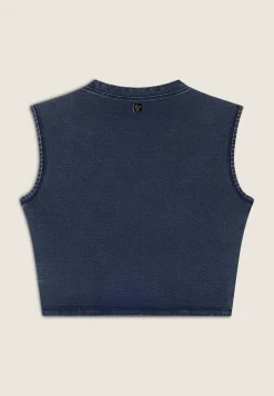 Freddy Top cropped effetto denim decorato sulle spalle-Donna Top E Canotte