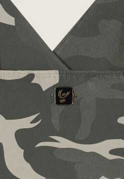 Freddy Top cropped fantasia camo con incroci frontali-Donna Top E Canotte