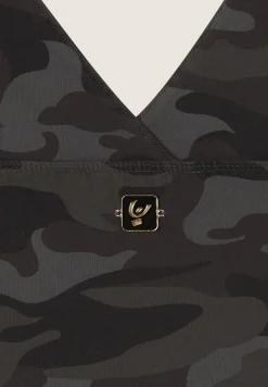 Freddy Top cropped fantasia camo con incroci frontali-Donna Top E Canotte