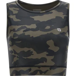 Freddy Top sportivo camouflage in tessuto tecnico effetto glitter-Donna Pilates|Ginnastica