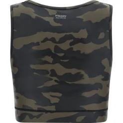 Freddy Top sportivo camouflage in tessuto tecnico effetto glitter-Donna Pilates|Ginnastica