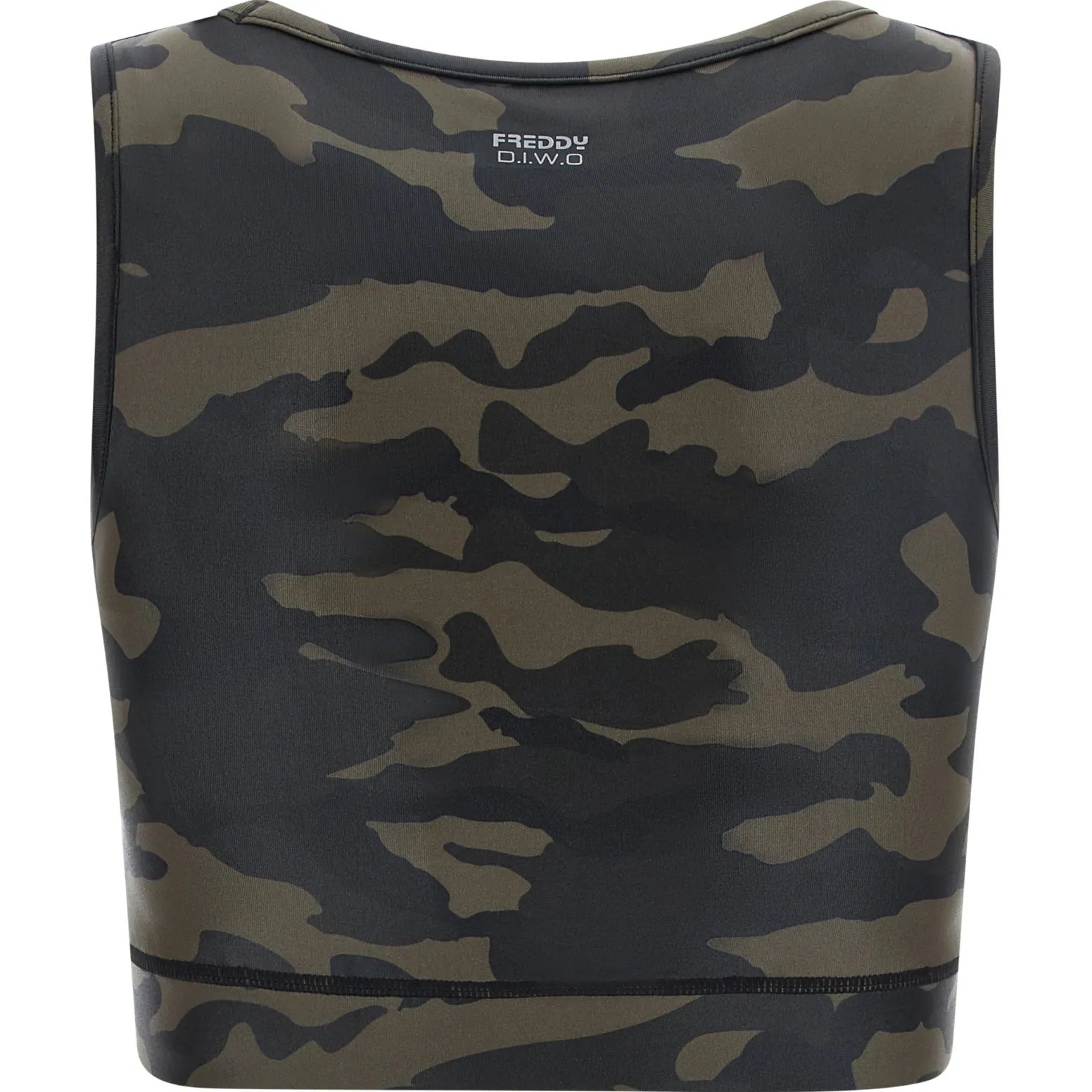 Freddy Top sportivo camouflage in tessuto tecnico effetto glitter-Donna Pilates|Ginnastica