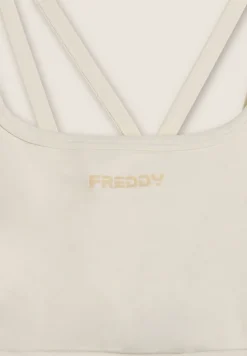 Freddy Top sportivo con coppe e inserti a spina di pesce-Donna Pilates|Fitness