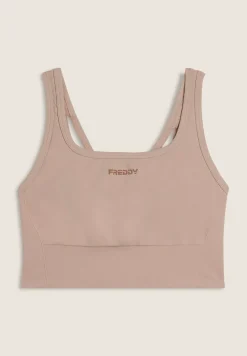 Freddy Top sportivo con coppe e inserti a spina di pesce-Donna Pilates|Fitness