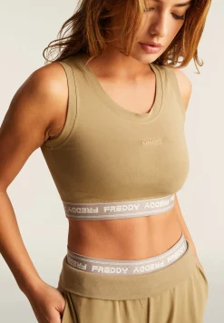 Freddy Top sportivo in heavy jersey stretch con elastico logato-Donna Top E Canotte