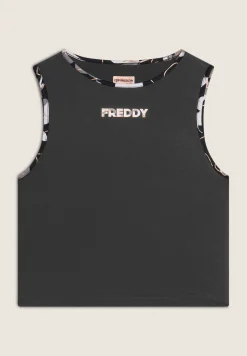 Freddy Top sportivo in tessuto tecnico con logo bronzo-Donna Padel|Pilates