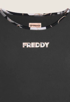Freddy Top sportivo in tessuto tecnico con logo bronzo-Donna Padel|Pilates