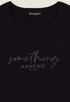 Freddy T-shirt a maniche lunghe con scritta “Something Amazing”-Donna T-shirts