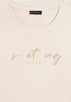 Freddy T-shirt a maniche lunghe con scritta “Something Amazing”-Donna T-shirts