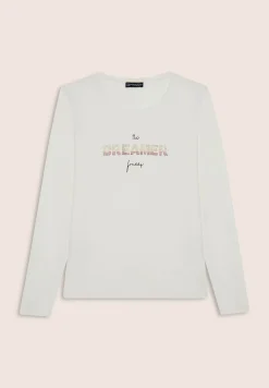 Freddy T-shirt a maniche lunghe con scritta Dreamer in strass-Donna T-shirts