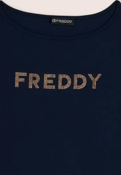 Freddy T-shirt a maniche lunghe in jersey con logo in strass-Donna T-shirts