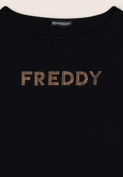 Freddy T-shirt a maniche lunghe in jersey con logo in strass-Donna T-shirts