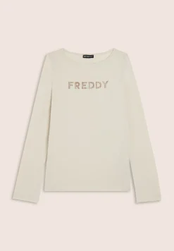 Freddy T-shirt a maniche lunghe in jersey con logo in strass-Donna T-shirts