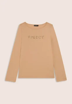 Freddy T-shirt a maniche lunghe in jersey con logo in strass-Donna T-shirts