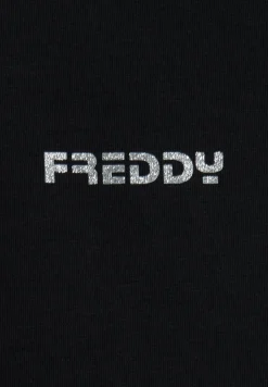 Freddy T-shirt Bambina con Logo Glitter e Maniche Lunghe- T-shirts
