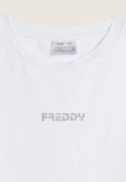 Freddy T-shirt Bambina con Logo Glitter e Maniche Lunghe- T-shirts