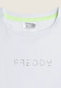 Freddy T-shirt Bambina con Strass e Maniche Lunghe con Occhiello- T-shirts