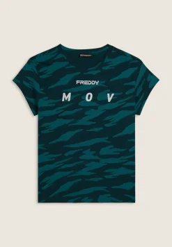 Freddy T-shirt camouflage con maniche ad aletta-Donna Fitness|T-shirts