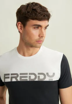 Freddy T-shirt colour block con stampa sulla spalla-Uomo T-shirts E Polo