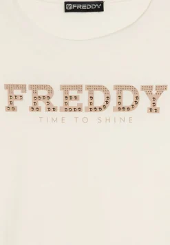 Freddy T-shirt comfort fit in jersey con dettagli preziosi-Donna Padel|Pilates