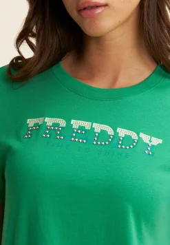 Freddy T-shirt comfort fit in jersey con dettagli preziosi-Donna Padel|Pilates